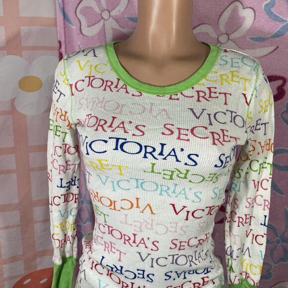 Vtg Y2k Victorias Secret XS After Party Thermal Co-ord Pajama 2 piece Set - Picture 6 of 12